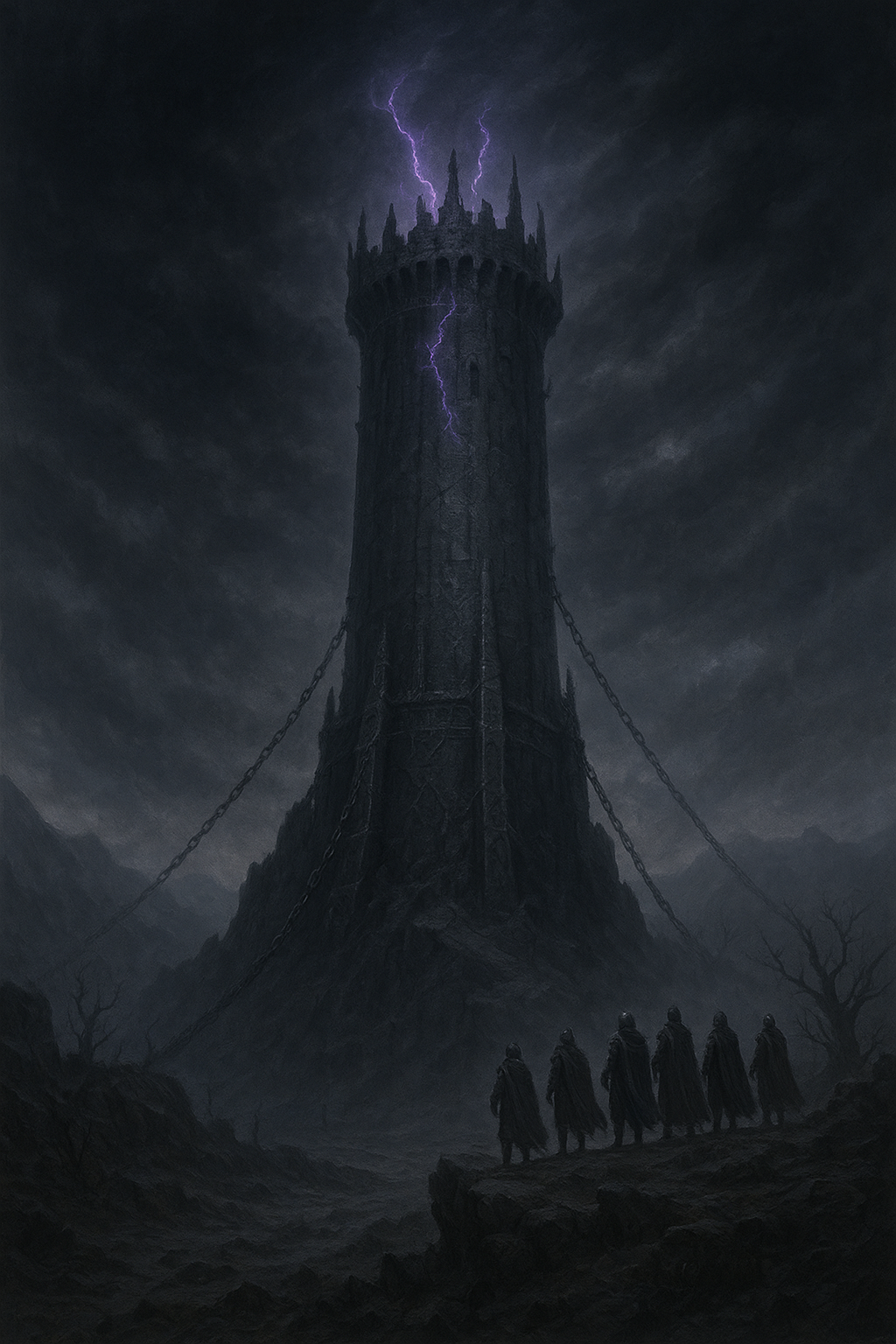 The Grey Tower — a dark tower looming over the landscape.