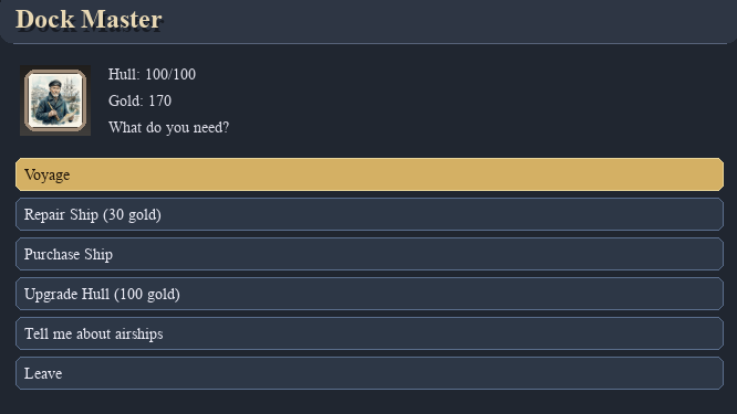 Tales of Tilvium dialogue screenshot showing NPC conversation with portrait and response options.