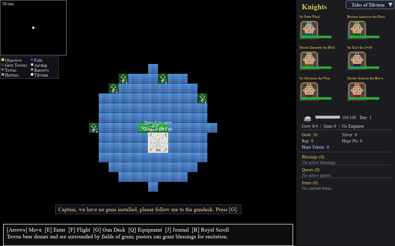 Tales of Tilvium world map exploration screenshot.